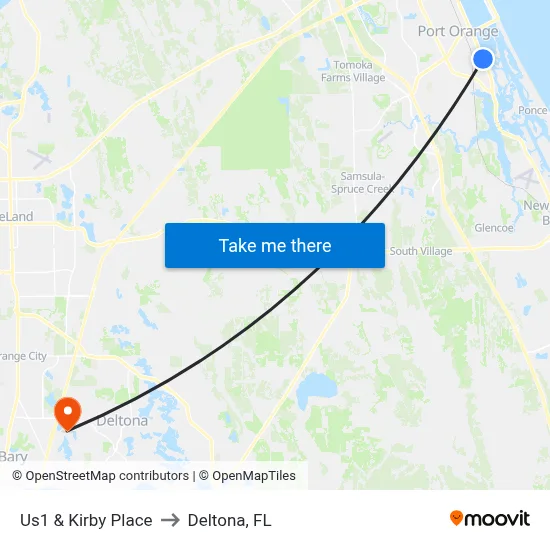 Us1 & Kirby Place to Deltona, FL map