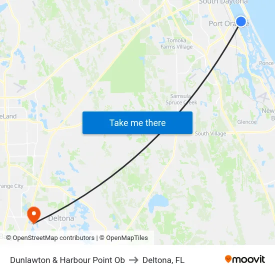 Dunlawton & Harbour Point Ob to Deltona, FL map