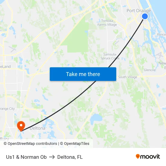 Us1 & Norman Ob to Deltona, FL map