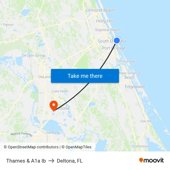 Thames & A1a Ib to Deltona, FL map
