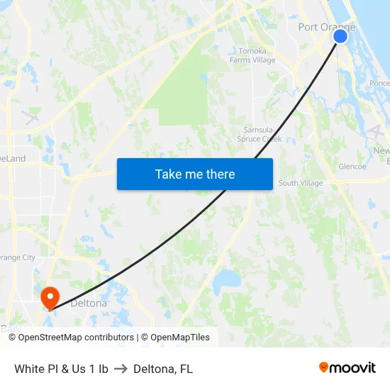 White Pl & Us 1 Ib to Deltona, FL map