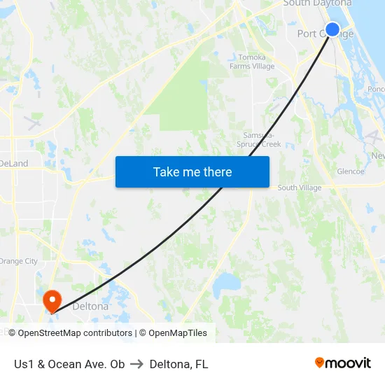 Us1 & Ocean Ave. Ob to Deltona, FL map