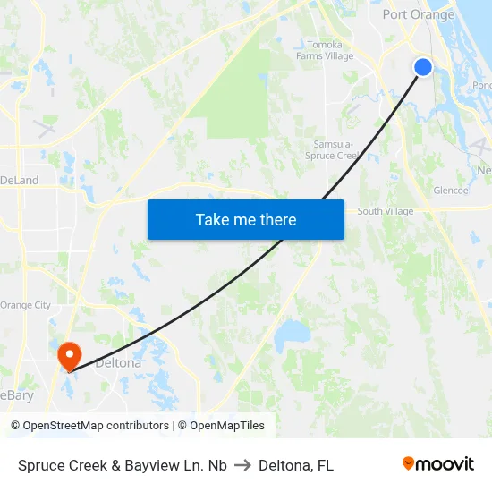 Spruce Creek & Bayview Ln. Nb to Deltona, FL map