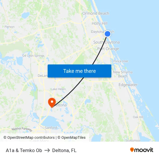 A1a & Temko Ob to Deltona, FL map