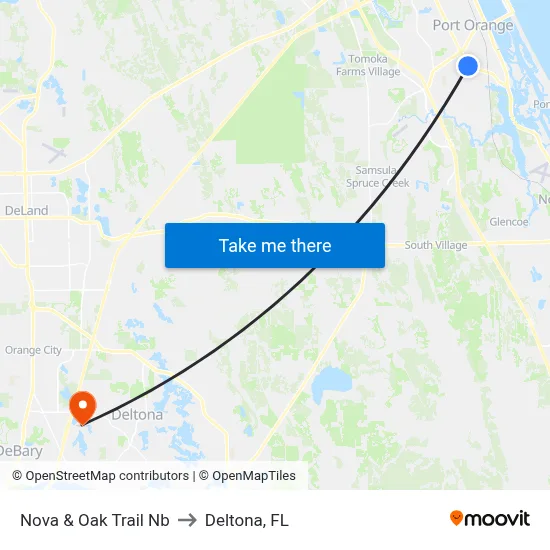 Nova & Oak Trail Nb to Deltona, FL map