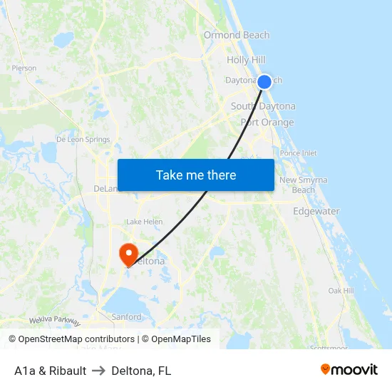 A1a & Ribault to Deltona, FL map