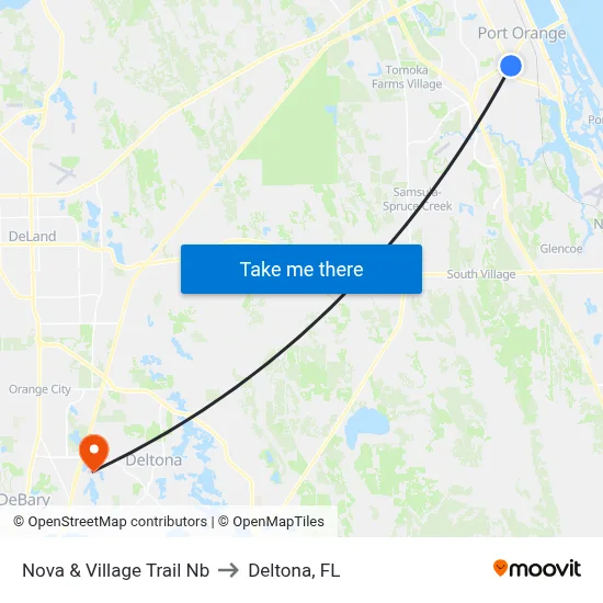 Nova & Village Trail Nb to Deltona, FL map