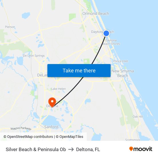 Silver Beach & Peninsula Ob to Deltona, FL map