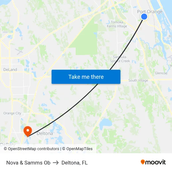 Nova & Samms Ob to Deltona, FL map