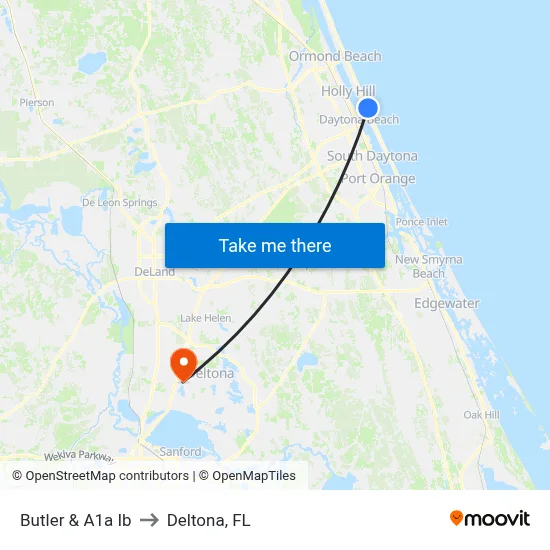 Butler & A1a Ib to Deltona, FL map