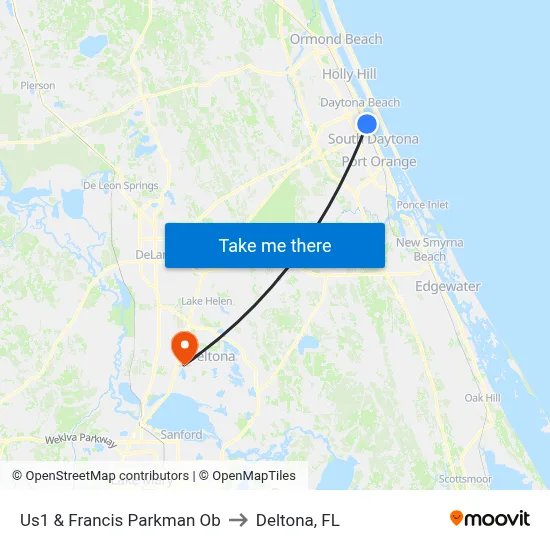Us1 & Francis Parkman Ob to Deltona, FL map