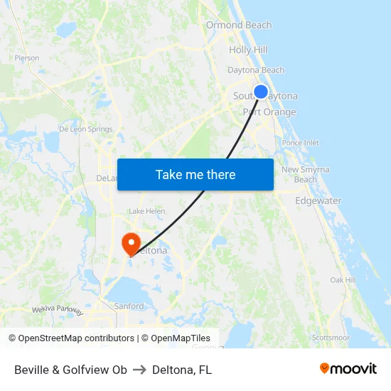 Beville & Golfview Ob to Deltona, FL map