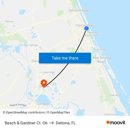 Beach & Gardiner Ct. Ob to Deltona, FL map