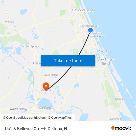 Us1 & Bellevue Ob to Deltona, FL map