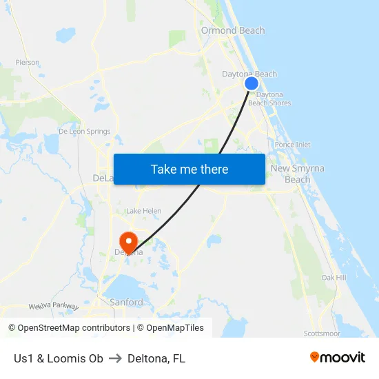 Us1 & Loomis Ob to Deltona, FL map
