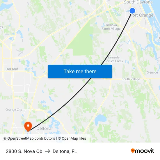 2800 S. Nova Ob to Deltona, FL map