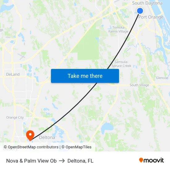 Nova & Palm View Ob to Deltona, FL map