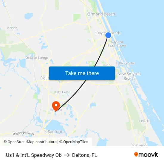 Us1 & Int'L Speedway  Ob to Deltona, FL map