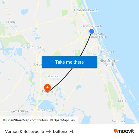 Vernon & Bellevue Ib to Deltona, FL map