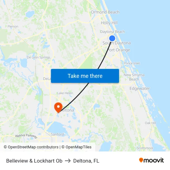 Belleview & Lockhart Ob to Deltona, FL map
