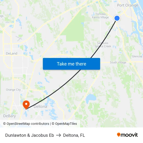 Dunlawton & Jacobus Eb to Deltona, FL map