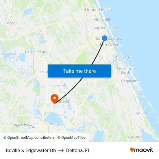 Beville & Edgewater Ob to Deltona, FL map