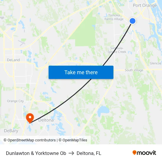 Dunlawton & Yorktowne Ob to Deltona, FL map