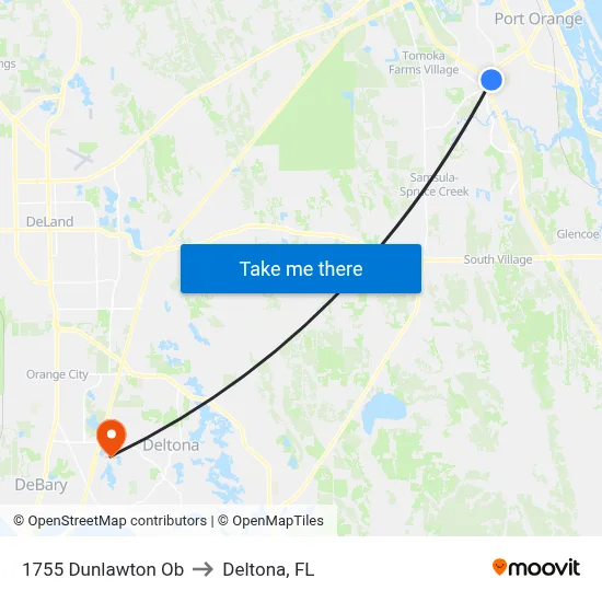 1755 Dunlawton Ob to Deltona, FL map