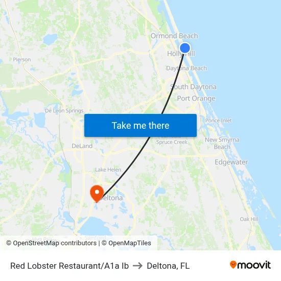 Red Lobster Restaurant/A1a Ib to Deltona, FL map