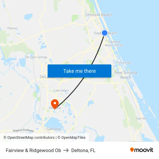 Fairview & Ridgewood Ob to Deltona, FL map