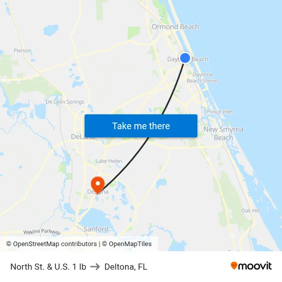 North St. & U.S. 1 Ib to Deltona, FL map