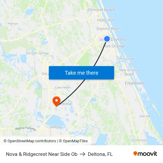 Nova & Ridgecrest Near Side Ob to Deltona, FL map