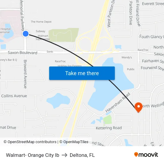 Walmart- Orange City Ib to Deltona, FL map