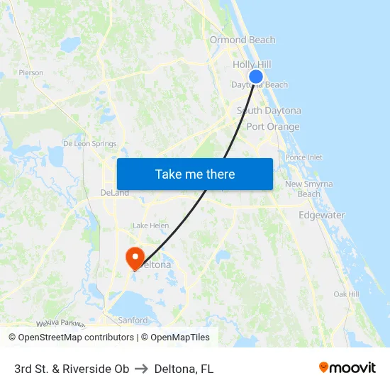 3rd St. & Riverside Ob to Deltona, FL map