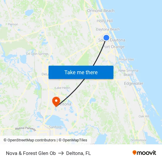 Nova & Forest Glen Ob to Deltona, FL map