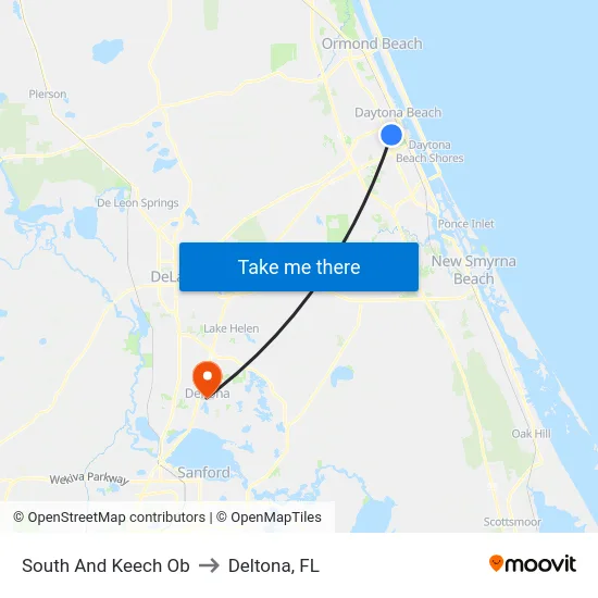 South And Keech Ob to Deltona, FL map