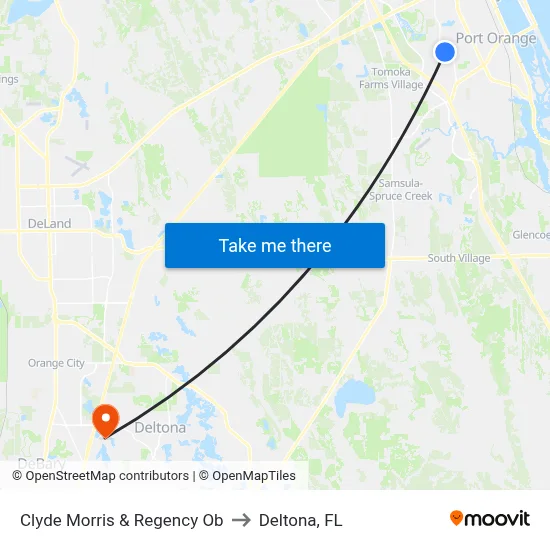 Clyde Morris & Regency Ob to Deltona, FL map