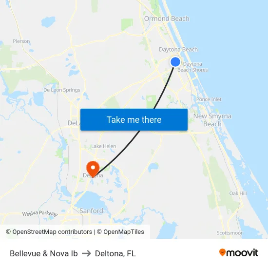Bellevue & Nova Ib to Deltona, FL map