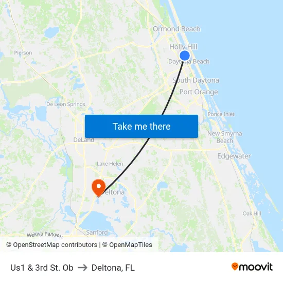 Us1 & 3rd St. Ob to Deltona, FL map