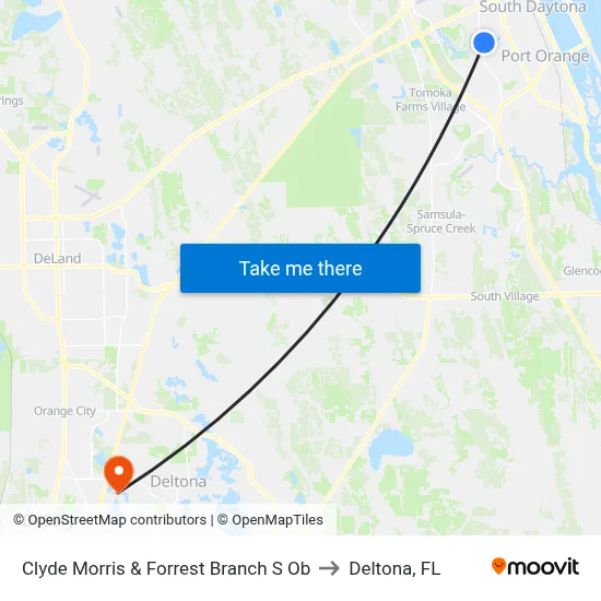 Clyde Morris & Forrest Branch S Ob to Deltona, FL map