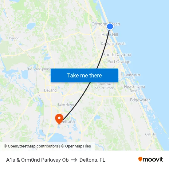 A1a & Orm0nd Parkway Ob to Deltona, FL map