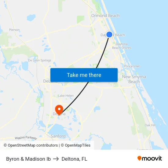 Byron & Madison Ib to Deltona, FL map