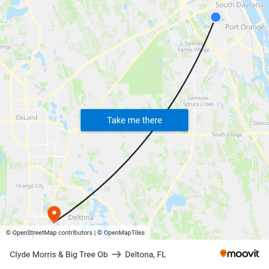Clyde Morris & Big Tree Ob to Deltona, FL map