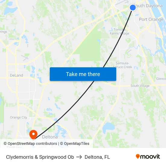 Clydemorris & Springwood Ob to Deltona, FL map