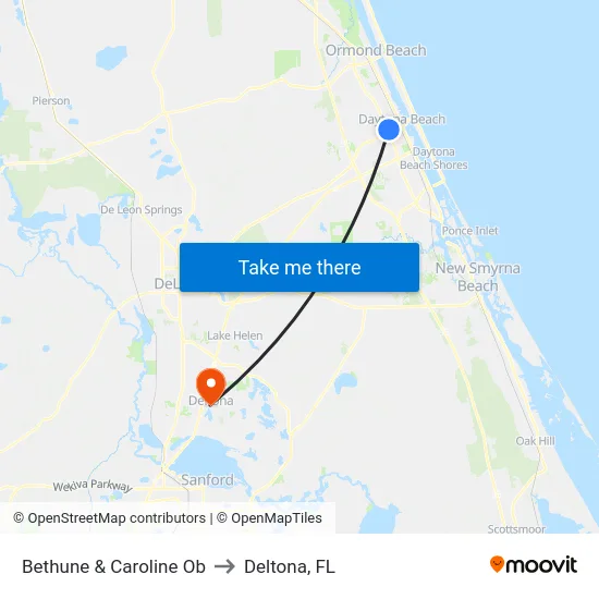 Bethune & Caroline Ob to Deltona, FL map