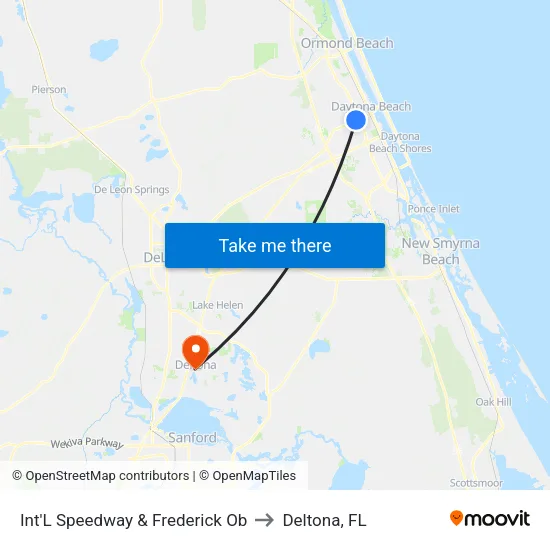 Int'L Speedway & Frederick Ob to Deltona, FL map