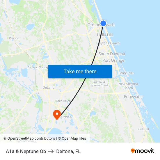 A1a & Neptune Ob to Deltona, FL map
