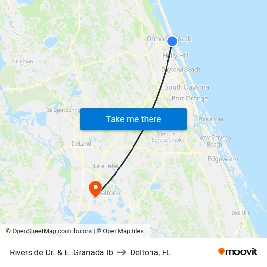 Riverside Dr. & E. Granada Ib to Deltona, FL map