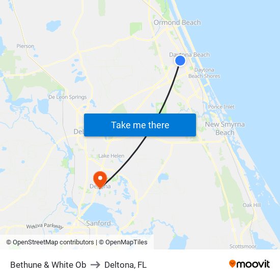 Bethune & White Ob to Deltona, FL map