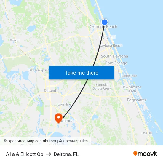 A1a & Ellicott Ob to Deltona, FL map